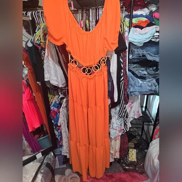 RARE HTF NWOT FTF GABIFRESH O-RING WAIST Maxi Dress 2x - Picture 4 of 4